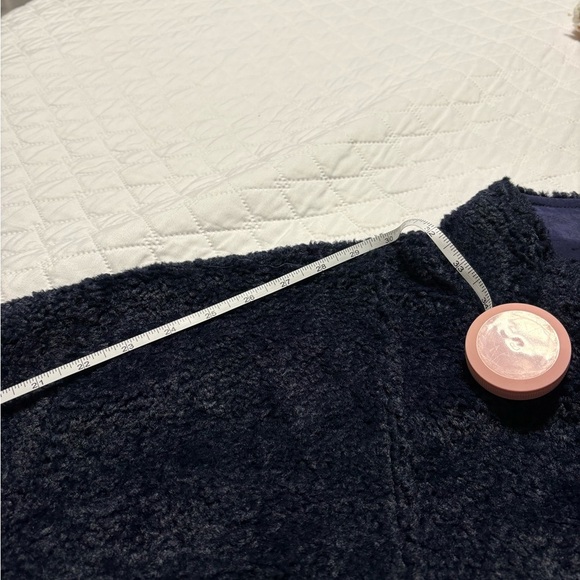 Sincerely Jules for Bandier Navy and Green Cropped Half Zip Sherpa Pullover - Picture 7 of 9